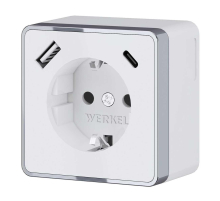 Розетка с заземлением, шторками и USB тип A+C Werkel Gallant белый W5071701 4690389179594