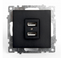 Розетка 2хUSB Stekker Катрин черный GLS10-7115-05 39616