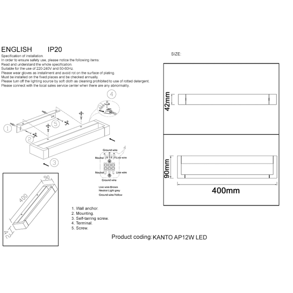 Бра Crystal Lux KANTO AP12W LED BL