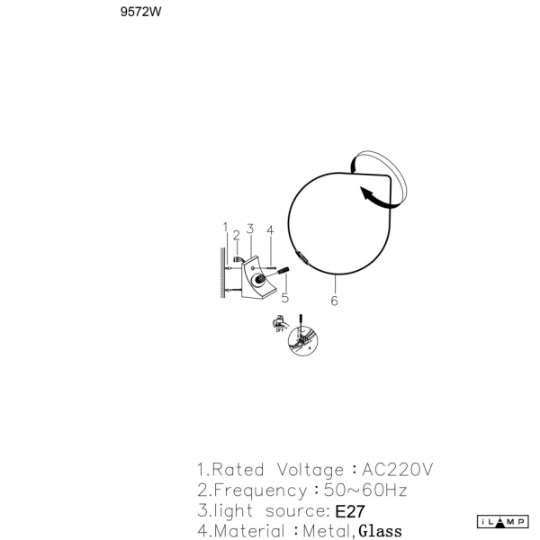 Бра iLamp Cento 9572W/1-D300 BR-WH