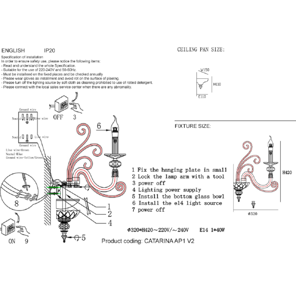 Бра Crystal Lux Catarina AP1 V2 Gold/Transparent-Cognac
