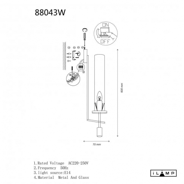Бра iLamp Thor 88043W BR Бра iLamp Thor 88043W BR