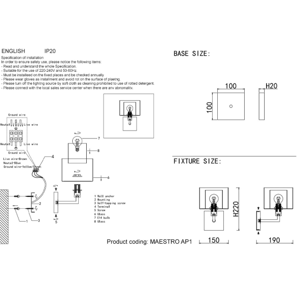Бра Crystal Lux Maestro AP1 Gold