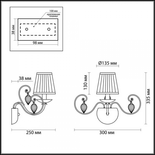 Бра Odeon Light Classic Niagara 3921/1W Бра Odeon Light Classic Niagara 3921/1W