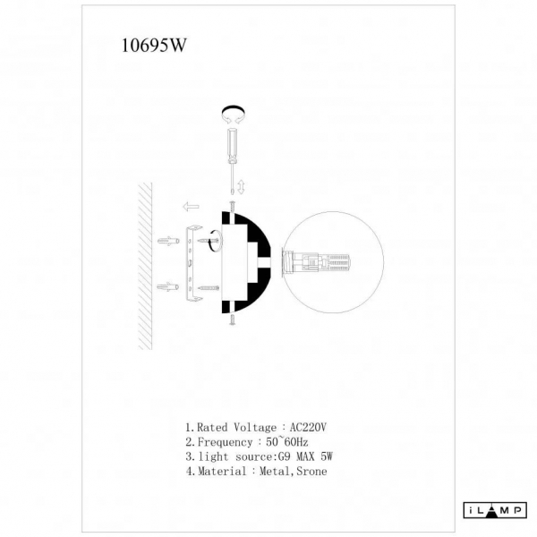Бра iLamp Foxtrot 10695W/1-D100 BK-WH Бра iLamp Foxtrot 10695W/1-D100 BK-WH