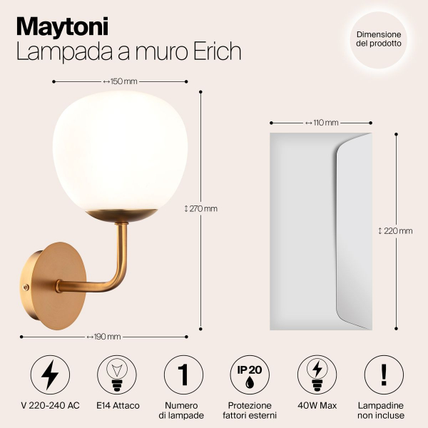 Бра Maytoni Erich MOD221-WL-01-G Бра Maytoni Erich MOD221-WL-01-G