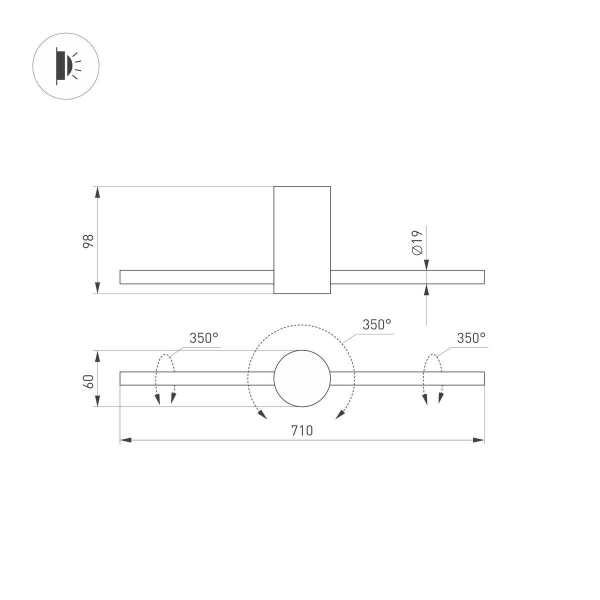 Бра Arlight SP-Picaso-M-Turn-L700-12W Warm3000 036501 Бра Arlight SP-Picaso-M-Turn-L700-12W Warm3000 036501
