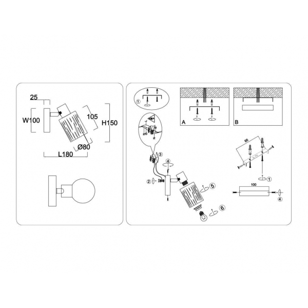 Настенно-потолочный спот Ambrella light TRADITIONAL TR8663 Настенно-потолочный спот Ambrella light TRADITIONAL TR8663