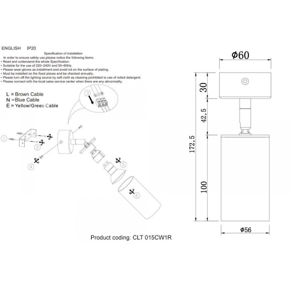 Спот Crystal Lux CLT 015CW1R BL Спот Crystal Lux CLT 015CW1R BL