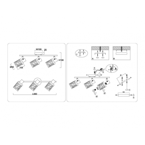 Настенно-потолочный спот Ambrella light TRADITIONAL TR8665 Настенно-потолочный спот Ambrella light TRADITIONAL TR8665