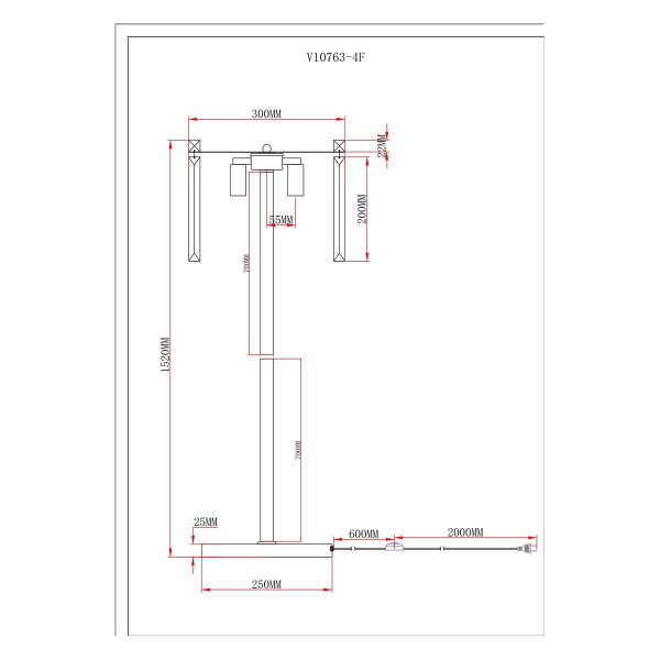 Торшер Moderli Levi V10763-4F