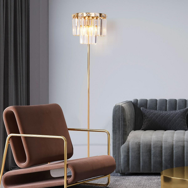 Торшер Eurosvet Elegante 01137/3 золото/прозрачный хрусталь Strotskis Торшер Eurosvet Elegante 01137/3 золото/прозрачный хрусталь Strotskis