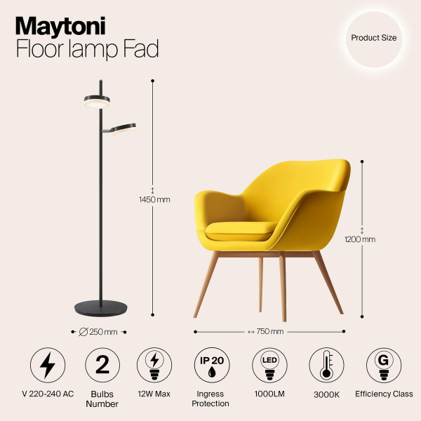 Торшер Maytoni Fad MOD070FL-L12B3K Торшер Maytoni Fad MOD070FL-L12B3K