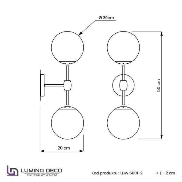 Бра Lumina Deco Zodiak LDW 6001-2 BK+WT Бра Lumina Deco Zodiak LDW 6001-2 BK+WT