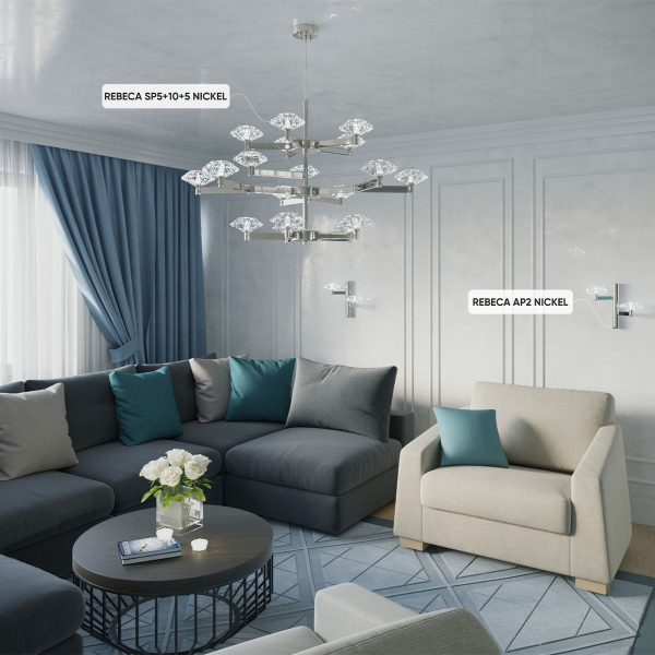 Бра Crystal Lux Rebeca AP2 Nickel