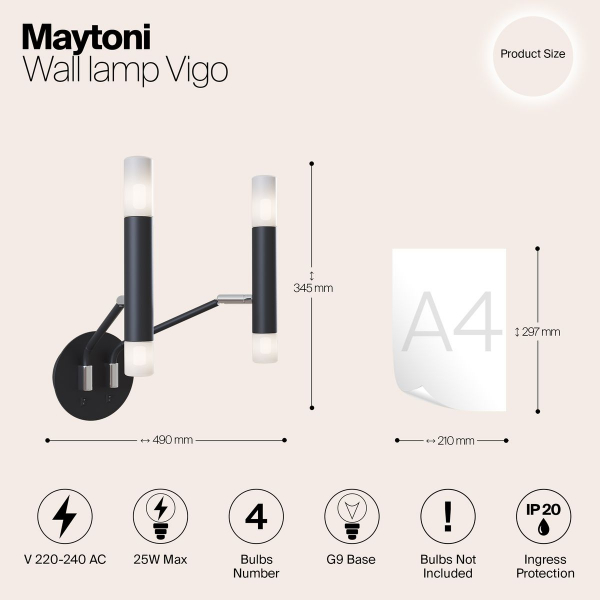 Бра Maytoni Vigo MOD620WL-04B Бра Maytoni Vigo MOD620WL-04B