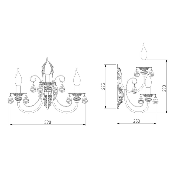 Бра Eurosvet Alda 3305/3 латунь/прозрачный хрусталь Strotskis a072113