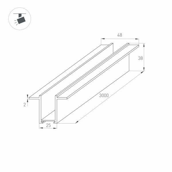 Шинопровод магнитный встраиваемый Arlight Mag-Track-2538-F-3000 033245 Шинопровод магнитный встраиваемый Arlight Mag-Track-2538-F-3000 033245