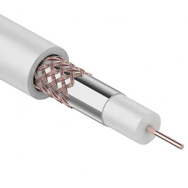 Кабель коаксиальный RG-59U, 75Ом, Cu/Al/Cu, 64%, 305м, INDOOR, белый REXANT 01-2651 Кабель коаксиальный RG-59U, 75Ом, Cu/Al/Cu, 64%, 305м, INDOOR, белый REXANT 01-2651