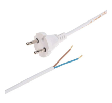 Шнур электрический с вилкой ПВС 2х0,75 мм2 3м (белый) REXANT 11-1302