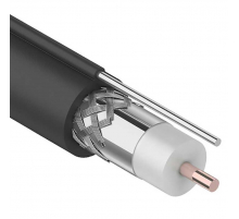 Кабель коаксиальный магистральный RG-11U, 75Ом, CCS/Al/Al 83% + ТРОС 1, 305м, OUTDOOR, черный REXANT 01-3021
