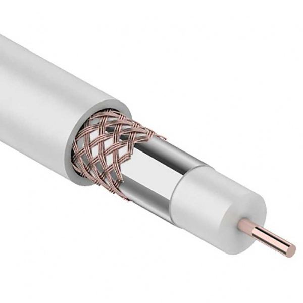 Кабель коаксиальный RG-6U, 75Ом, Cu/Al/Cu, 64%, 100м, INDOOR, белый REXANT 01-2221 Кабель коаксиальный RG-6U, 75Ом, Cu/Al/Cu, 64%, 100м, INDOOR, белый REXANT 01-2221