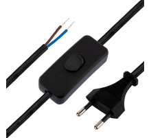 Сетевой шнур с выключателем 2х0,75 мм², 1,8 м черный REXANT 11-1134