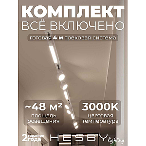 Встраиваемая однофазная трековая система Hesby Lighting Skylite №14 со светильниками HSBL_kompl_S014_VI4W3K