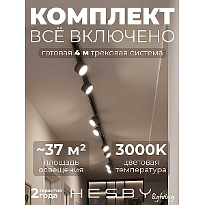 Накладная однофазная трековая система Hesby Lighting Skylite №13 со светильниками HSBL_kompl_S013_NI4B3K