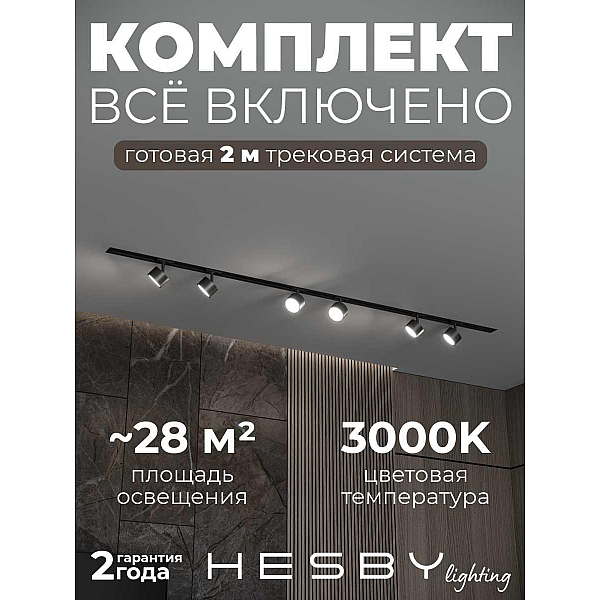 Встраиваемая однофазная трековая система Hesby Lighting Skylite №13 со светильниками HSBL_kompl_S013_VI2B3K