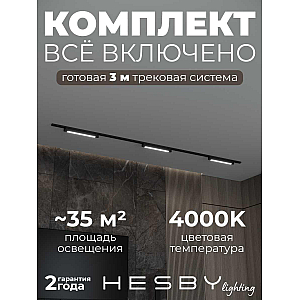 Накладная однофазная трековая система Hesby Lighting Skylite №1 со светильниками HSBL_kompl_S001_NI3B4K