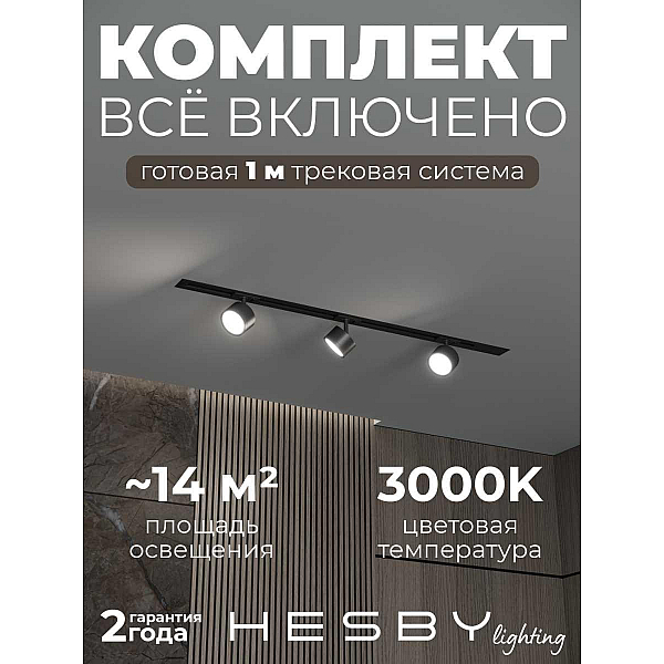 Встраиваемая однофазная трековая система Hesby Lighting Skylite №13 со светильниками HSBL_kompl_S013_VI1B3K