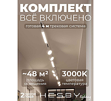 Накладная однофазная трековая система Hesby Lighting Skylite №14 со светильниками HSBL_kompl_S014_NI4W3K