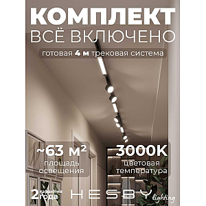 Накладная однофазная трековая система Hesby Lighting Skylite №14 со светильниками HSBL_kompl_S014_NI4B3K