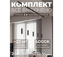 Накладная однофазная трековая система Hesby Lighting Skylite №12 со светильниками HSBL_kompl_S012_NI2B4K