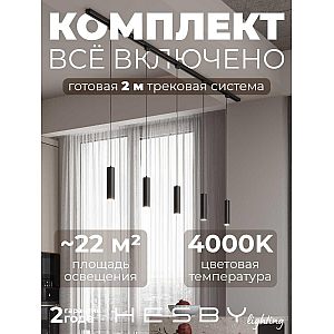 Накладная однофазная трековая система Hesby Lighting Skylite №12 со светильниками HSBL_kompl_S012_NI2B4K