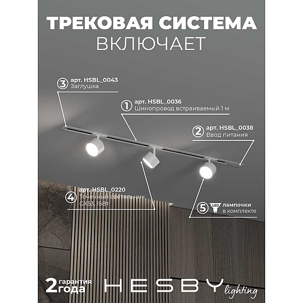Встраиваемая однофазная трековая система Hesby Lighting Skylite №13 со светильниками HSBL_kompl_S013_VI1W4K