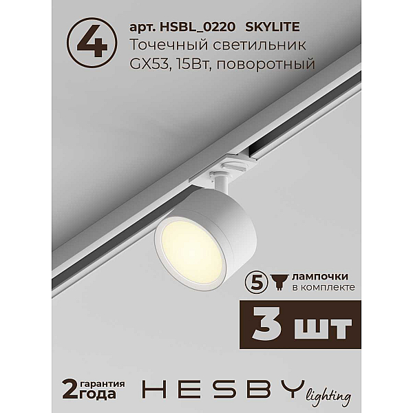 Встраиваемая однофазная трековая система Hesby Lighting Skylite №13 со светильниками HSBL_kompl_S013_VI1W3K