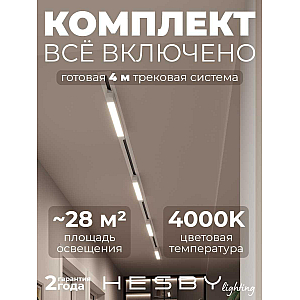 Встраиваемая однофазная трековая система Hesby Lighting Skylite №1 со светильниками HSBL_kompl_S001_VI4W4K