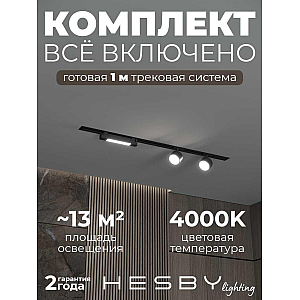 Встраиваемая однофазная трековая система Hesby Lighting Skylite №14 со светильниками HSBL_kompl_S014_VI1B4K
