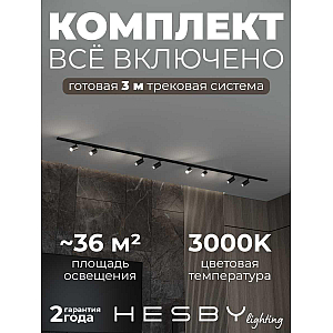 Накладная однофазная трековая система Hesby Lighting Skylite №3 со светильниками HSBL_kompl_S003_NI3B3K