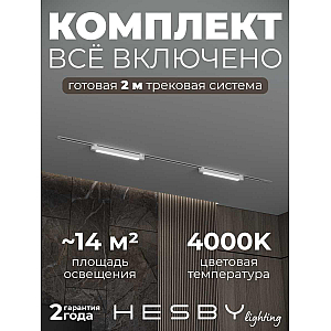 Встраиваемая однофазная трековая система Hesby Lighting Skylite №1 со светильниками HSBL_kompl_S001_VI2W4K