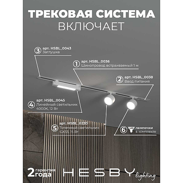 Встраиваемая однофазная трековая система Hesby Lighting Skylite №14 со светильниками HSBL_kompl_S014_VI1W4K