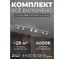 Накладная однофазная трековая система Hesby Lighting Skylite №13 со светильниками HSBL_kompl_S013_NI2W4K