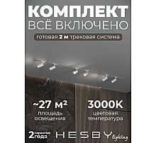 Встраиваемая однофазная трековая система Hesby Lighting Skylite №3 со светильниками HSBL_kompl_S003_VI2W3K