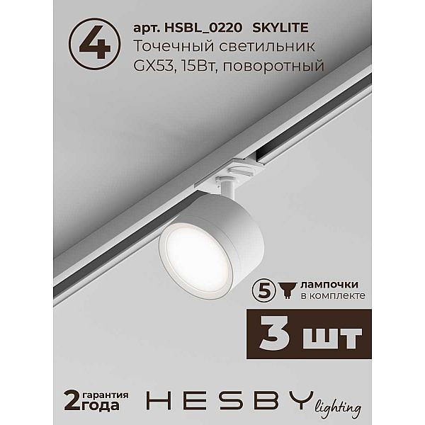 Накладная однофазная трековая система Hesby Lighting Skylite №13 со светильниками HSBL_kompl_S013_NI1W4K