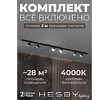 Накладная однофазная трековая система Hesby Lighting Skylite №13 со светильниками HSBL_kompl_S013_NI2B4K