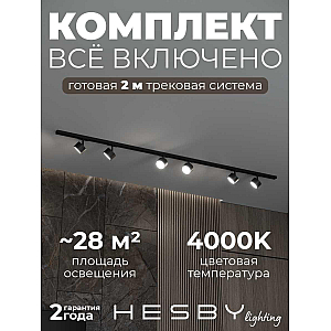 Накладная однофазная трековая система Hesby Lighting Skylite №13 со светильниками HSBL_kompl_S013_NI2B4K
