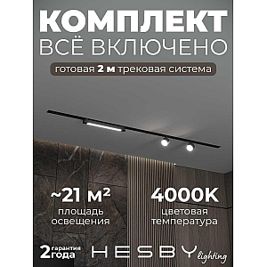 Встраиваемая однофазная трековая система Hesby Lighting Skylite №14 со светильниками HSBL_kompl_S014_VI2B4K
