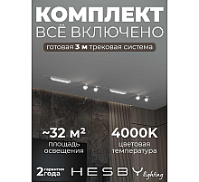 Встраиваемая однофазная трековая система Hesby Lighting Skylite №14 со светильниками HSBL_kompl_S014_VI3W4K